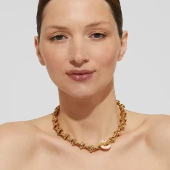 Gas Bijoux Adrian necklace acetate gold - Ivory^Femme Colliers