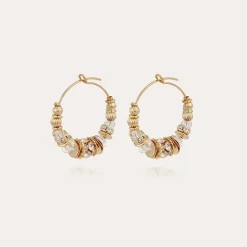 Gas Bijoux Aloha strass hoop earrings mini gold^Femme Boucles D'oreilles