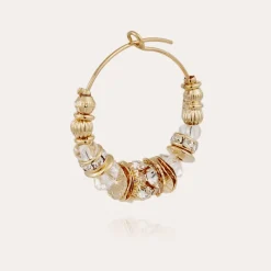 Gas Bijoux Aloha strass hoop earrings mini gold^Femme Boucles D'oreilles
