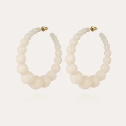 Gas Bijoux Andy hoop earrings acetate gold - White^Femme Boucles D'oreilles