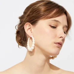 Gas Bijoux Andy hoop earrings acetate gold - White^Femme Boucles D'oreilles