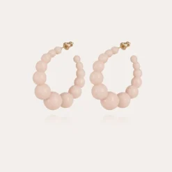 Gas Bijoux Andy hoop earrings small size acetate gold - Light pink^Femme Boucles D'oreilles