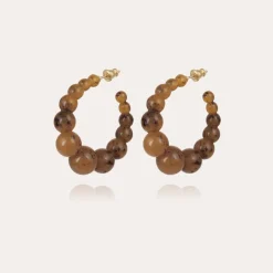 Gas Bijoux Andy hoop earrings small size gold - Brown^Femme Boucles D'oreilles