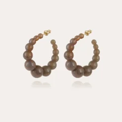 Gas Bijoux Andy hoop earrings small size acetate gold - Grey^Femme Boucles D'oreilles