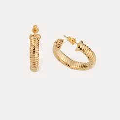 Gas Bijoux Antigone hoop earrings small size gold - Amethsyt - Capsule The Precious^Femme Boucles D'oreilles|Boucles D'oreilles