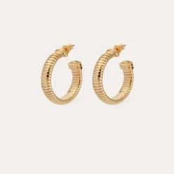 Gas Bijoux Antigone hoop earrings small size gold - Emerald - Capsule The Precisous^Femme Boucles D'oreilles|Boucles D'oreilles