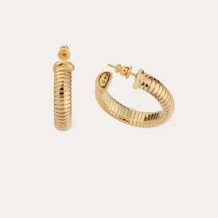Gas Bijoux Antigone hoop earrings small size gold - Emerald - Capsule The Precisous^Femme Boucles D'oreilles|Boucles D'oreilles
