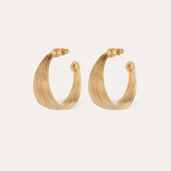 Gas Bijoux Arpa cabochons hoop earrings small size gold^Femme Boucles D'oreilles