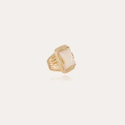Gas Bijoux Arty Chevaliere ring gold - White Mother-of-pearl^Femme Bagues