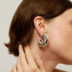 Gas Bijoux Atik hoop earrings midle size silver^Femme Boucles D'oreilles|Bijoux Argentés