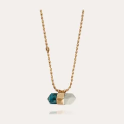 Gas Bijoux Aventurine necklace large size gold - Blue Apatite & Amazonite^Femme Colliers