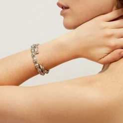 Gas Bijoux Bambou strass bangle bracelet silver^Femme Bracelets