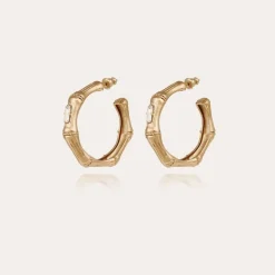 Gas Bijoux Bambou strass earrings small size gold^Femme Boucles D'oreilles|Boucles D'oreilles