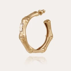 Gas Bijoux Bambou strass earrings small size gold^Femme Boucles D'oreilles|Boucles D'oreilles