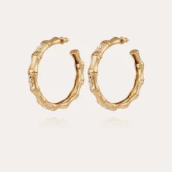 Gas Bijoux Bambou strass hoop earrings gold^Femme Boucles D'oreilles|Boucles D'oreilles
