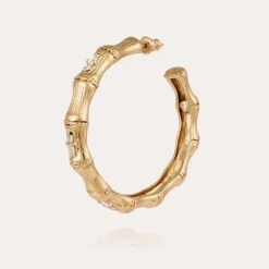 Gas Bijoux Bambou strass hoop earrings gold^Femme Boucles D'oreilles|Boucles D'oreilles