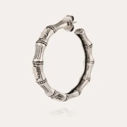Gas Bijoux Bambou strass hoop earrings silver^Femme Boucles D'oreilles|Boucles D'oreilles