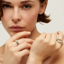 Gas Bijoux Bambou strass ring silver^Femme Bagues