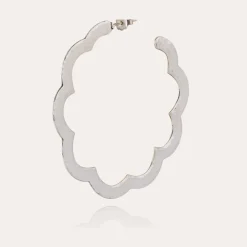 Gas Bijoux Bolduc Flore hoop earrings large size silver^Femme Boucles D'oreilles|Bijoux Argentés