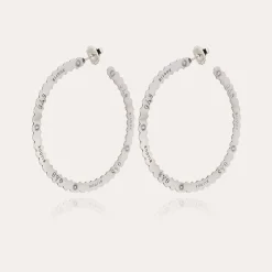 Gas Bijoux Bolduc hoop earrings large size silver^Femme Boucles D'oreilles