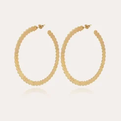 Gas Bijoux Bolduc hoop earrings large size gold^Femme Boucles D'oreilles