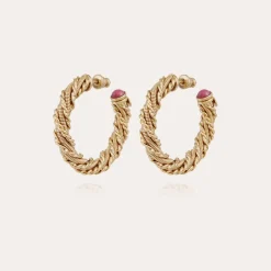 Gas Bijoux Bonnie cabochons hoop earrings gold^Femme Boucles D'oreilles