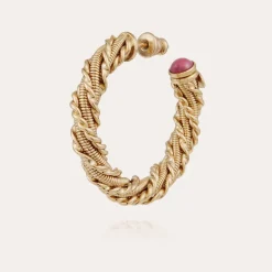 Gas Bijoux Bonnie cabochons hoop earrings gold^Femme Boucles D'oreilles