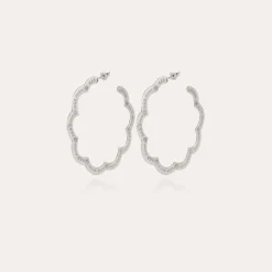 Gas Bijoux Boucles d'oreilles créoles Bolduc Flore gravées petit modèle argentées^Femme Boucles D'oreilles|Bijoux Argentés