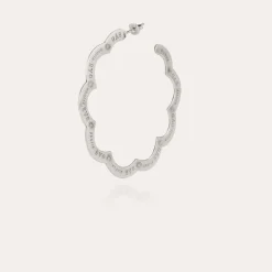 Gas Bijoux Boucles d'oreilles créoles Bolduc Flore gravées petit modèle argentées^Femme Boucles D'oreilles|Bijoux Argentés