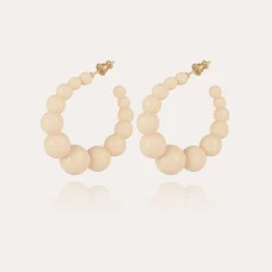 Gas Bijoux Boucles d'oreilles créoles Andy petit modèle acétate dorées - Ivoire^Femme Boucles D'oreilles