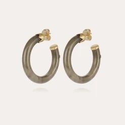 Gas Bijoux Caftan hoop earrings small size acetate gold -^Femme Boucles D'oreilles