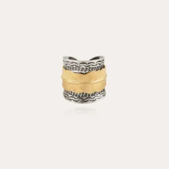 Gas Bijoux Cancun Penna ring large size bicolor^Homme Bagues Homme