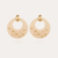 Gas Bijoux Cassiope earrings acetate gold - Ivory^Femme Boucles D'oreilles