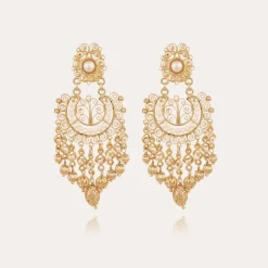 Gas Bijoux Chana earrings gold - Withe Mother-of-pearl^Femme Boucles D'oreilles