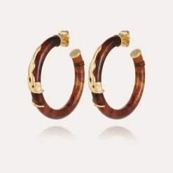 Gas Bijoux Cobra hoop earrings acetate gold - Brown^Femme Boucles D'oreilles|Boucles D'oreilles