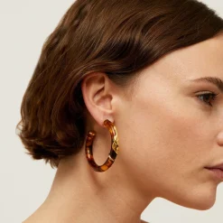 Gas Bijoux Cobra hoop earrings acetate gold - Brown^Femme Boucles D'oreilles|Boucles D'oreilles