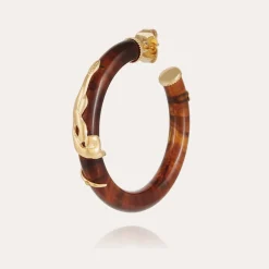 Gas Bijoux Cobra hoop earrings acetate gold - Brown^Femme Boucles D'oreilles|Boucles D'oreilles