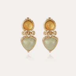 Gas Bijoux Colorado earrings gold - Yellow Hematoide & Fluorite^Femme Boucles D'oreilles