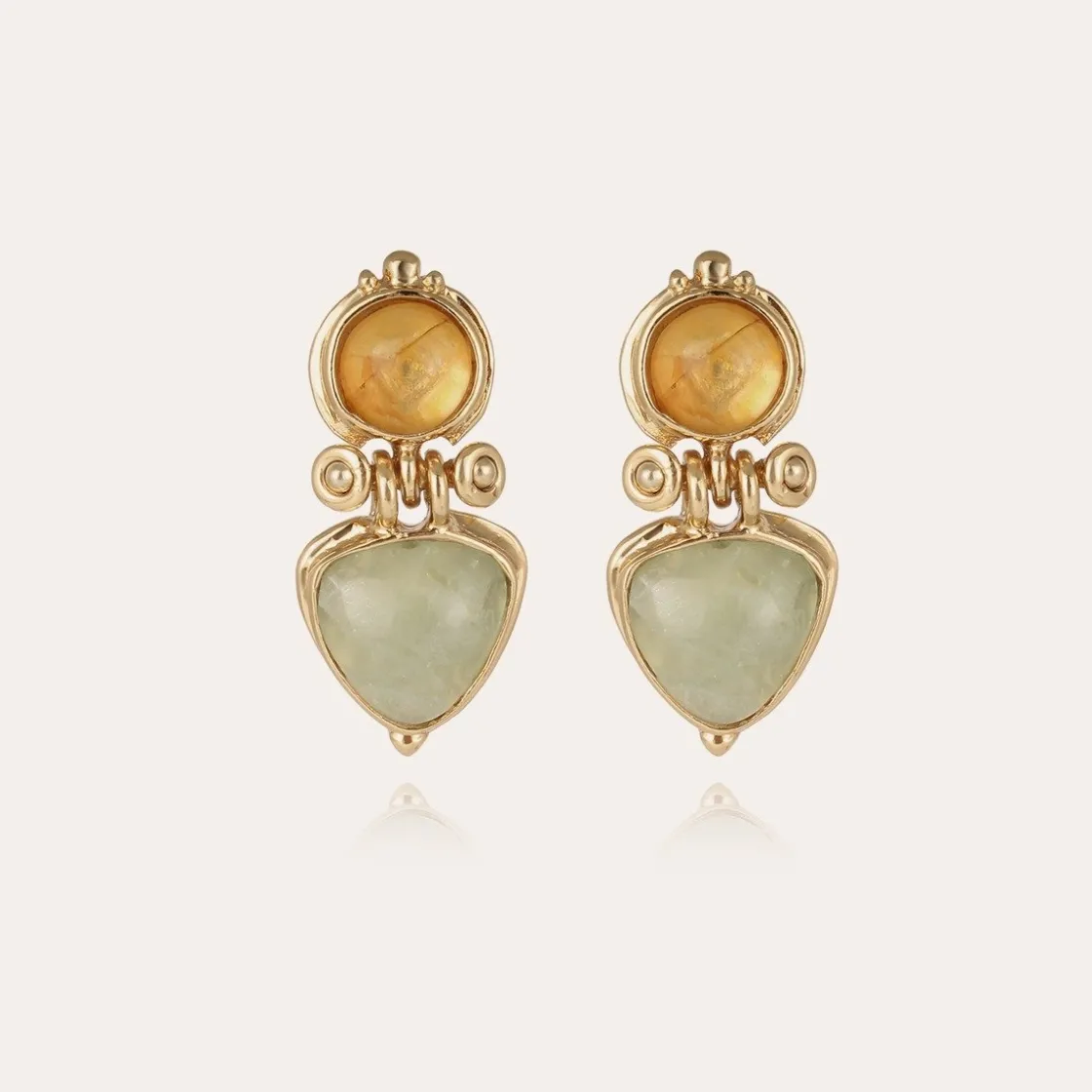 Gas Bijoux Colorado earrings gold - Yellow Hematoide & Fluorite^Femme Boucles D'oreilles