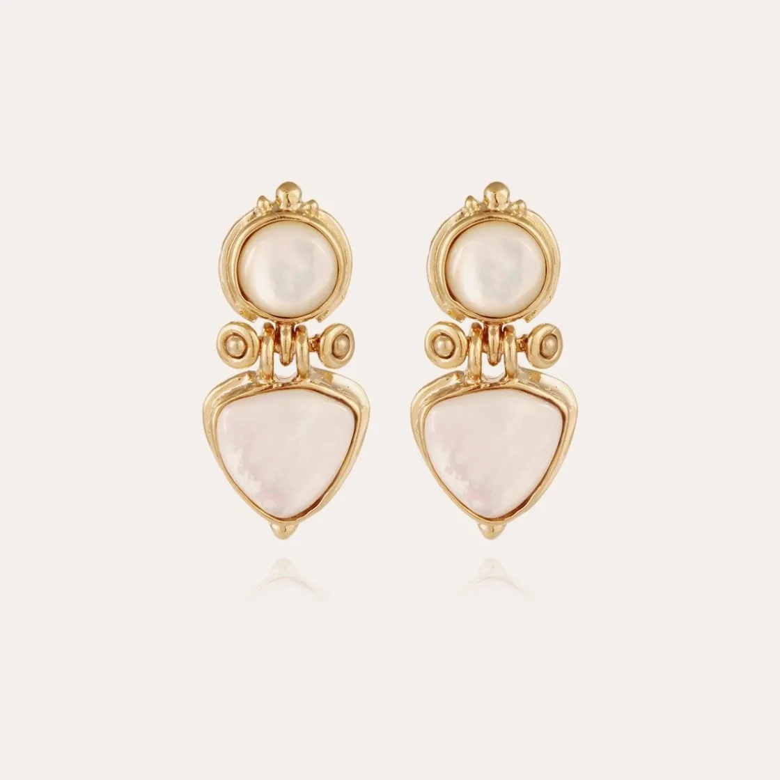 Gas Bijoux Colorado earrings silver - White Mother-of-pearl^Femme Boucles D'oreilles