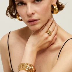 Gas Bijoux Compression hoop earrings gold^Femme Boucles D'oreilles|Boucles D'oreilles