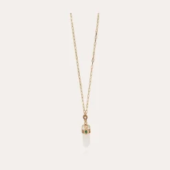 Gas Bijoux Cristal Serti long necklace gold - Rock Crystal & Malachite^Femme Sautoirs