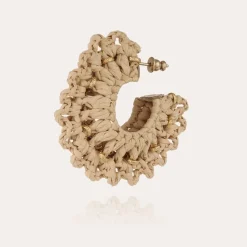 Gas Bijoux Crocus earrings raffia small size gold^Femme Boucles D'oreilles