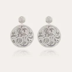 Gas Bijoux Diva strass earrings large size silver^Femme Boucles D'oreilles