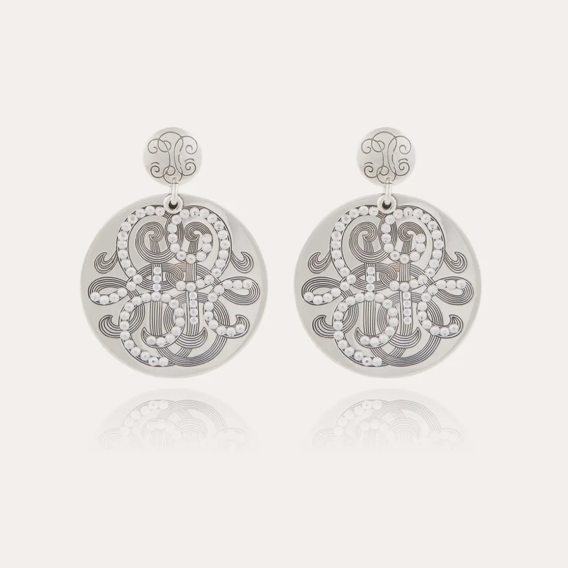 Gas Bijoux Diva strass earrings large size silver^Femme Boucles D'oreilles