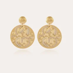 Gas Bijoux Diva strass earrings large size gold^Femme Boucles D'oreilles
