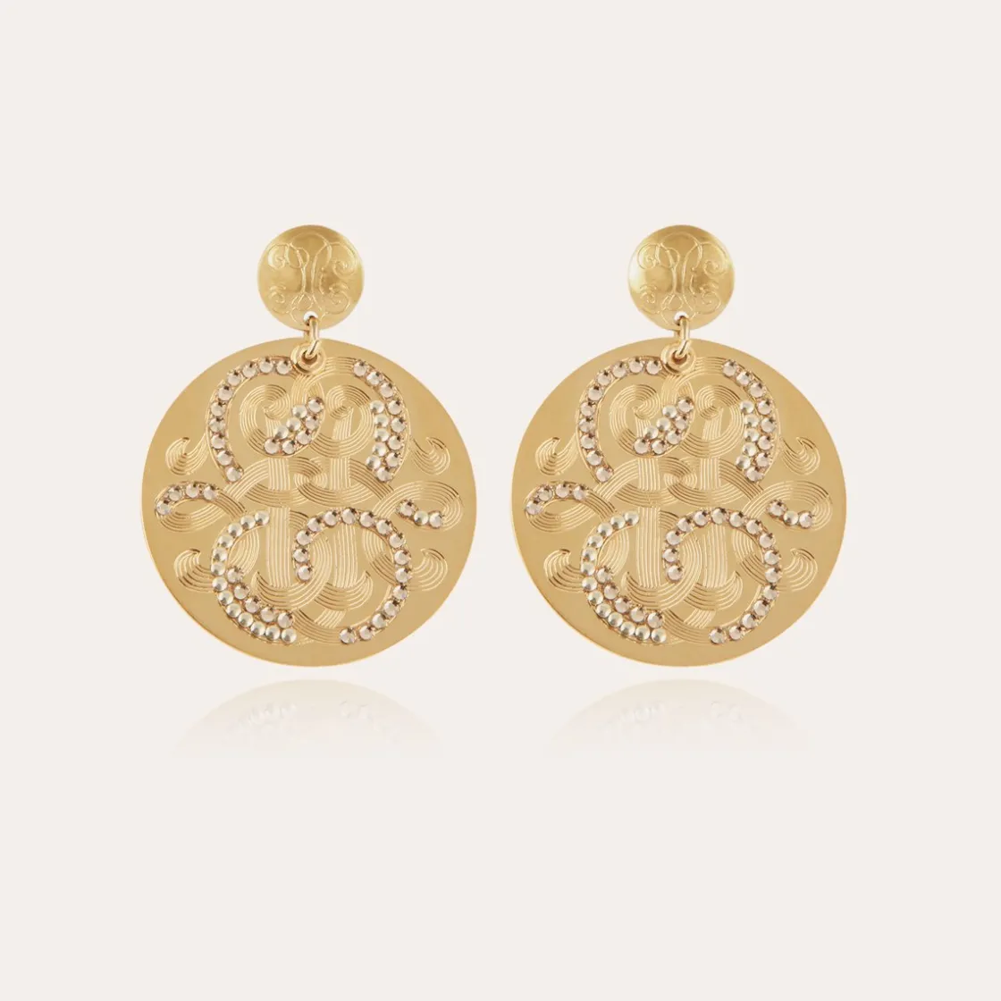 Gas Bijoux Diva strass earrings large size gold^Femme Boucles D'oreilles