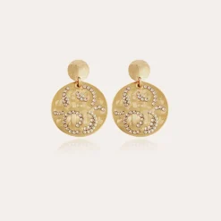 Gas Bijoux Diva strass earrings small size gold^Femme Boucles D'oreilles