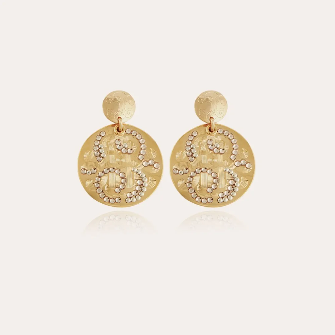 Gas Bijoux Diva strass earrings small size gold^Femme Boucles D'oreilles