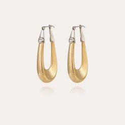 Gas Bijoux Ecume bicolor earrings large size gold^Femme Boucles D'oreilles